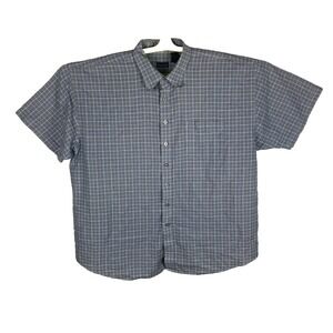 Vintage Y2K Van Heusen Mens Blue Short Sleeve Checked‎ Button Up Shirt Size 2X